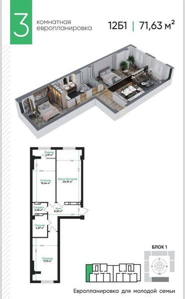 продаю квартиру в арт сити: 2 комнаты, 72 м², Элитка, 11 этаж, ПСО (под самоотделку)