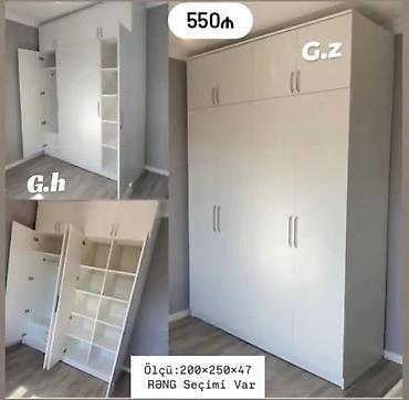 Шкафы: Ağ rəngli çoxfunksiyalı paltar dolabı - Üst hissədə geniş saxlama — 1