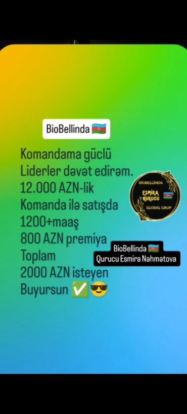 bismak vakansiya 2020: BioBellinda şirkətində komanda ilə birlikdə çalışmaq və yüksək gəlir