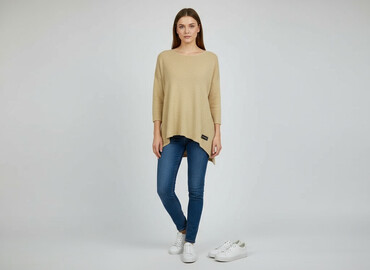 beżowe t shirty oversize: Women`s sweater, size One size