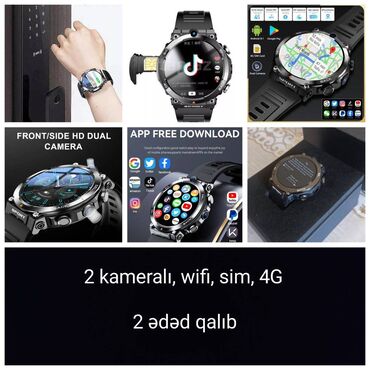 smart saat satilir: Yeni, Smart saat, Kamera, rəng - Qara