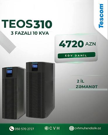 ups 10 kva: Tescom TEOS310 – 10 kVA 3-Fazalı On-Line UPS (Fasiləsiz Qida Mənbəyi) — 1