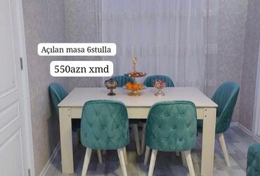 Masa və oturacaq dəstləri: Qonaq otağı üçün, Yeni, 6 stul