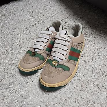 кеды: Кроссовки, 37.5, 38, Gucci, Б/у, цвет - Бежевый, Самовывоз, Бесплатная доставка, Платная доставка — 1
