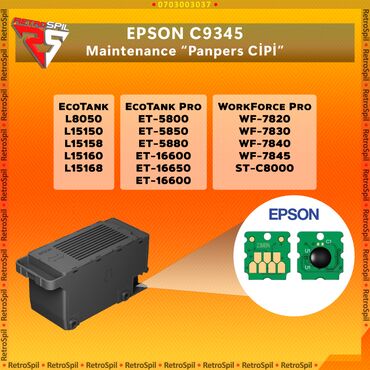 Monitorlar: Epson C9345 Zibil Qabı Chipi Hecnəyə ehtiyac yoxdur tək cipi