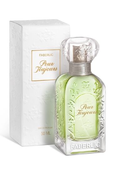 qarin piylerini eritmek üçün idman: Faberlic Pour Toujours qadın ətri, 50 ml şüşə qabda təqdim olunur