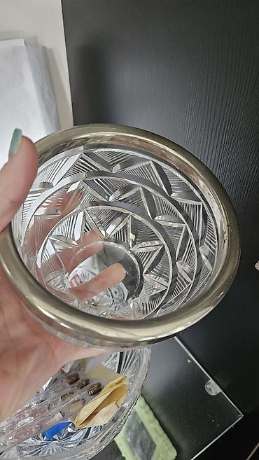 sam qabi: Kəsimli şüşə/ kristal qab – metal haşiyəli - Material: qalın kəsimli — 2
