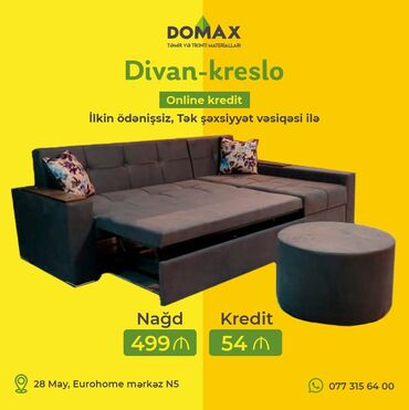 Divanlar: Künc divan, Yeni, Açılan, Bazalı, Vеlur parça, Pulsuz çatdırılma