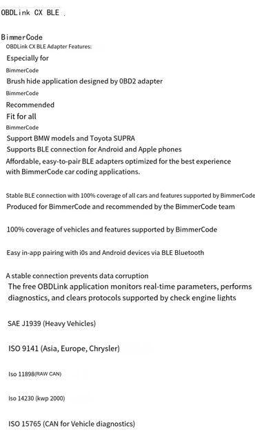 Audio oprema za auto: OBDLink CX BLE Bluetooth OBD2 za Bimmercode iOS i Android OBDLink CX — 12