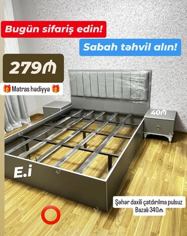 kafel metlax ucuz qiymete: Yeni, İkinəfərlik çarpayı, Matras ilə