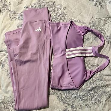 sportske torbe za devojcice: Dva‑delni ženski sportski set – Adidas, lila boja - Komplet se — 5