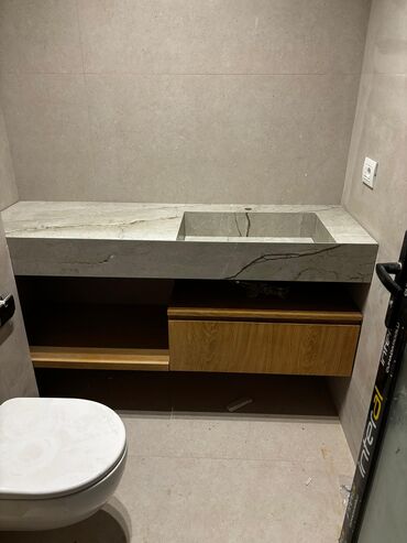 Çanaqlar, tülpanlar: Mərmər effektli inteqrə lavabolar və vanna otağı tezgahları - — 7