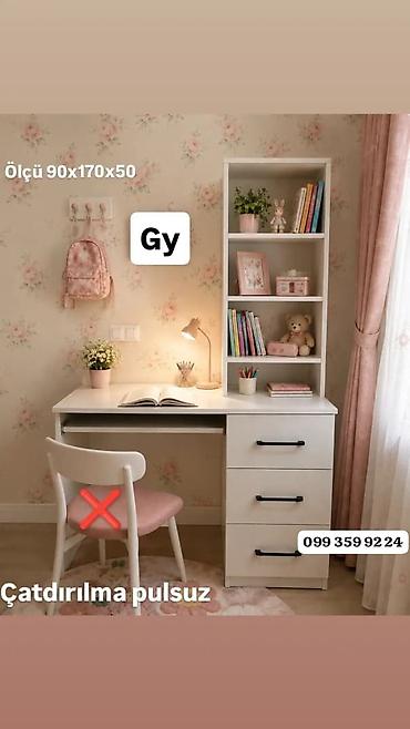 Uşaq/yeniyetmə otağı üçün iş masası və rəfli şkaf kombini lalafo.az -da Uşaq/yeniyetmə otağı üçün iş masası və rəfli şkaf kombini