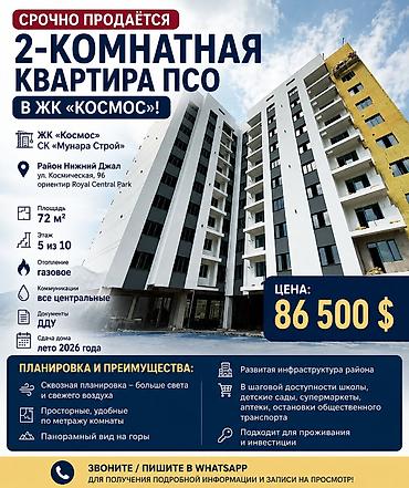 мунара жк космос: Сдан, Элитка, 2 комнаты, 72 м² — 1