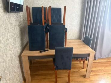 Stəkanlar: Qonaq otağı üçün, İşlənmiş, Açılmayan, Kvadrat masa, 6 stul