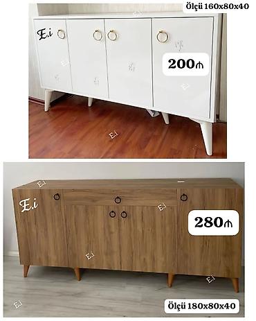 Буфеты: - Müasir dizaynlı bufet/komod. - 2 model: 1) Ağ rəng, 3 qapılı — 1