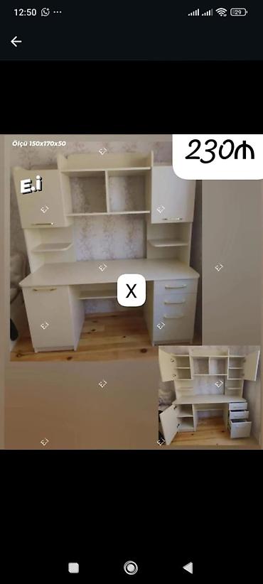 gips blok: Kompyuter/iş masası – saxlama bölmələri ilə - Ölçü: 150 x 170 x 50 sm — 1