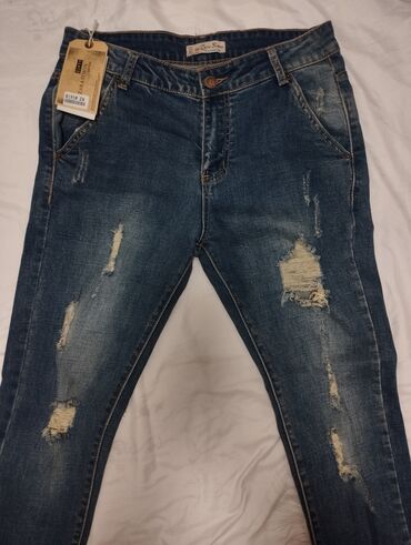 джинсы размер 31: Скинни, Zara basic, Китай, Высокая талия, Рваные