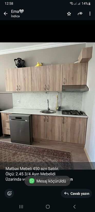 metbex aboyu: Mətbəx Mebeli 450 azn Satılır. Ölçü: 2.45 3/4 Ayın Mebelidi Üzərində