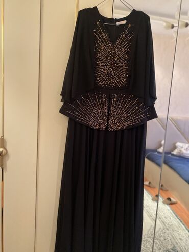 Ziyafət donları: Zərif gecə/libas - Rəng: Qara - Model: Uzun, axıcı ətəkli, üst — 8