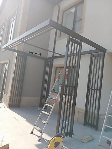 sprey boyalar: Metall pergola/kölgəlik – müasir fasadlar üçün - Material: tebii ağac — 3