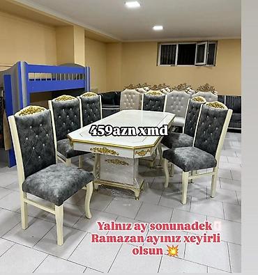 plasmas stol stullar: Qonaq otağı üçün, Yeni, Açılmayan, Dördbucaq masa, 6 stul — 1