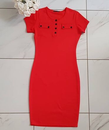 ps duge haljine: M (EU 38), color - Red, Other style, Short sleeves