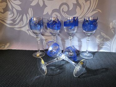 Čaše: Case nove za zestoko pice kristalno staklo,rucno oslikane iz 80ih god — 2