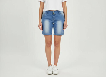 krótkie spodenki jeansowe damskie z wysokim stanem: Jeanswear, Szorty damskie, rozmiar L