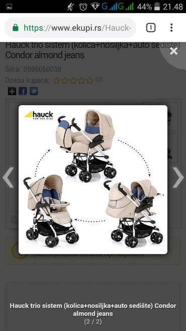 Kolica za bebe: Hauck trio sistem (kolica+nosiljka+auto sedište) Condor almond jeans na lalafo.rs — 4 Kolica za bebe: Hauck trio sistem (kolica+nosiljka+auto sedište) Condor almond jeans — 4