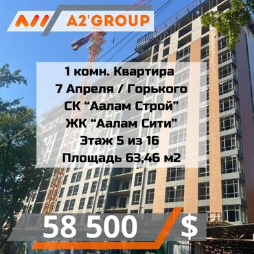 Продажа квартир: 1 комната, 64 м², Элитка, 5 этаж, ПСО (под самоотделку)