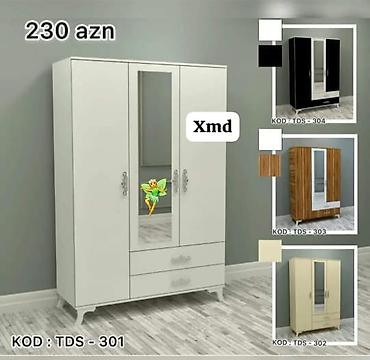 guzgulu dolab: Üç qapılı paltar dolabı – model KOD: TDS-301 – Ön hissədə tam boy — 1