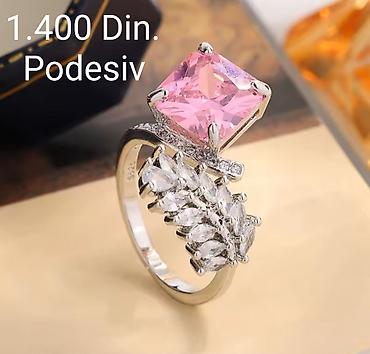 haljine big size: Elegantni posrebreni podesivi prsten od hirurskog čelika sa žigom — 1