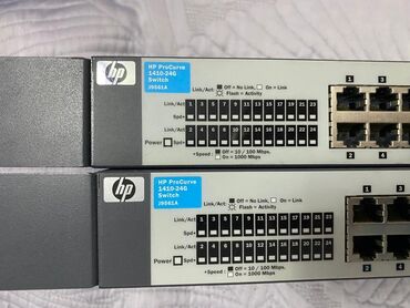 Modemlər və şəbəkə avadanlıqları: HP ProCurve 1410-24G Gigabyte Switch J9561A Rack bağlantısı ilə. 2