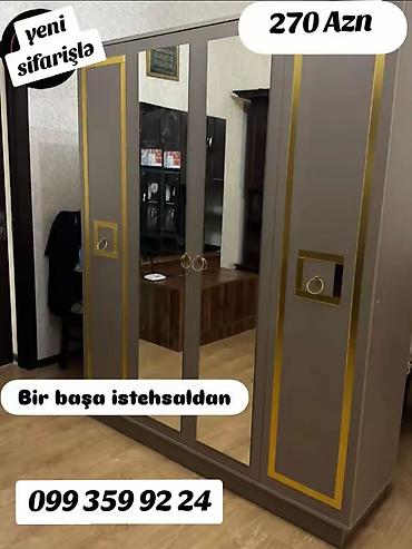 surgulu dolab: Güzgülü geyim dolabı – 3 qapılı, sürgülü mexanizmli dizayn. Orta — 1