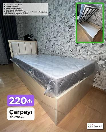 islenmis matras: - Məhsul: Açılan, bazalı tək çarpayı - Ölçü: 90×200 sm - Mexanizm — 1