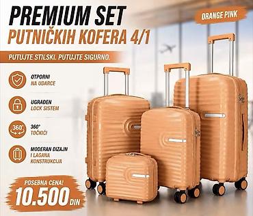 torba za dokumente: Premium set putničkih kofera 4 u 1 - Boje: Rose Gold, Orange Pink — 2