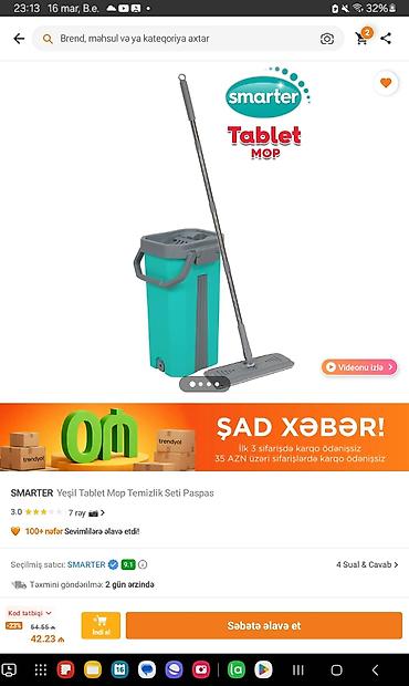 şuşə silən robot: SMARTER Tablet mop trendyoldan alinib yenidi — 1
