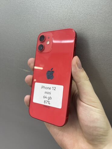 Samsung: IPhone 12 mini, Б/у, 64 ГБ, Красный, Зарядное устройство, Кабель, В рассрочку, 87 %