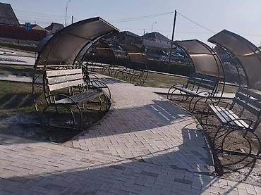 Скамейки: Скамейка Металл, Со спинкой, С крышей — 6