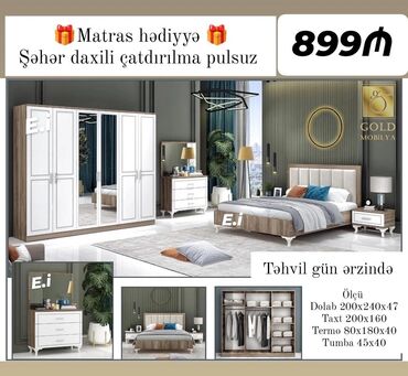 Yataq otağı dəstləri: İkinəfərlik çarpayı, Dolab, Yeni