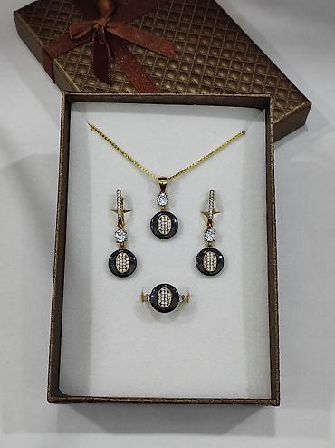 Серебряные наборы украшений: Серебряный Набор+ Цепочка Серебро МС напыление жёлтое золото 925 — 10