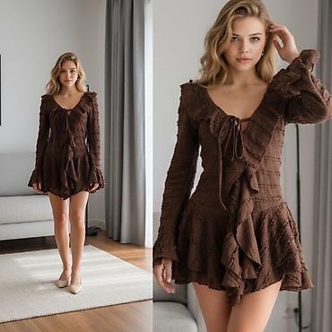 Haljine: 🔥Ženska mini haljina s volanima i dugim rukavima
✅3000 din — 12