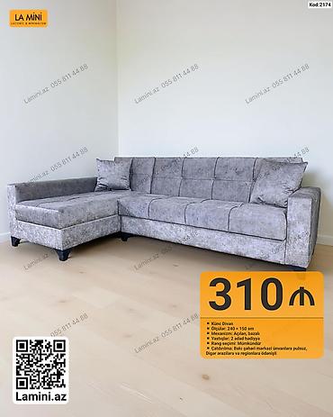 Mebel: Künc Divan – La Mini (Kod: 2174) - Ölçülər: 240 × 150 sm - Mexanizm — 1