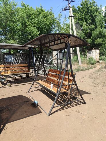 Садовые качели: Садовые качели Металл, Со спинкой, С крышей — 8