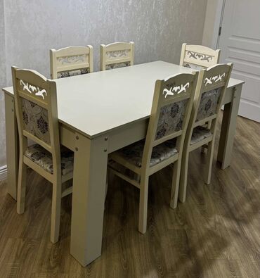 taxta oturacaq: Mətbəx üçün, Açılmayan, Dördbucaq masa, 6 stul