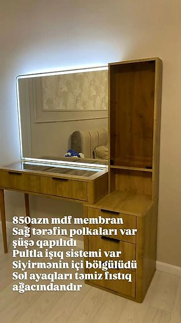 makeup masası: Güzgü Masaüstü, Düzbucaqlı, Makiyaj üçün, Arxa işıqlı — 3