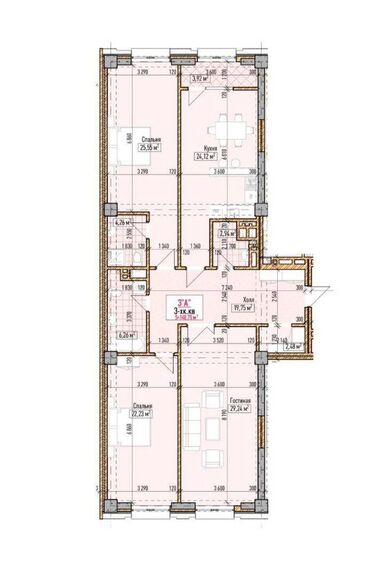 Продажа квартир: 3 комнаты, 141 м², Элитка, 8 этаж, ПСО (под самоотделку)