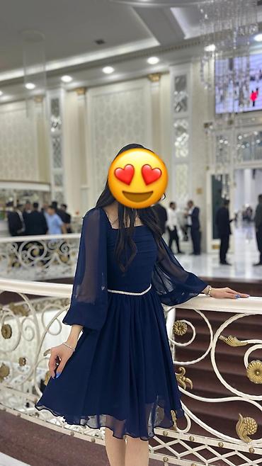 mini etekler: Tünd göy rəngli ziyafət/gecə geyimi - Model: qısa A-kəsim ətək, bel — 1