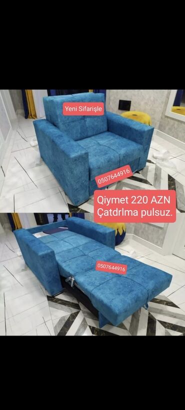 Divanlar: Yeni, Kreslo-kravat, Parça, Kredit yoxdur, Şəhərdaxili pulsuz çatdırılma